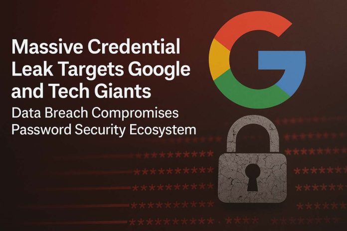 Google logo and broken padlock representing data breach.