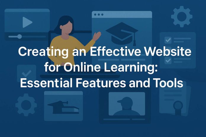 Online learning website features and tools illustration.