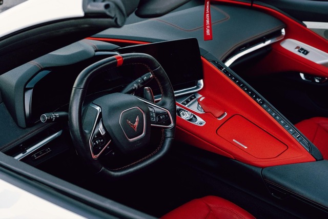 Modern sports car interior reflecting high-end design and technology.