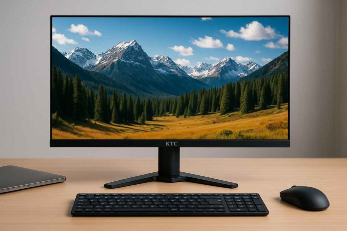 KTC monitor on desk with vibrant display and productivity setup.