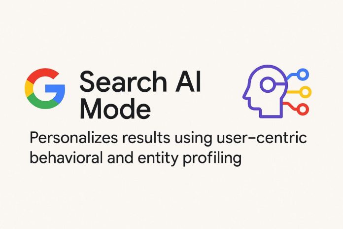 Google Search AI Mode concept with user profiling illustration.