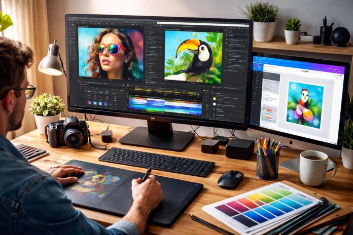 Creative professional using Adobe alternative software tools