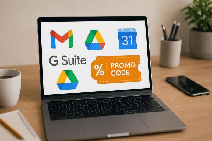 G Suite apps with promotional savings concept