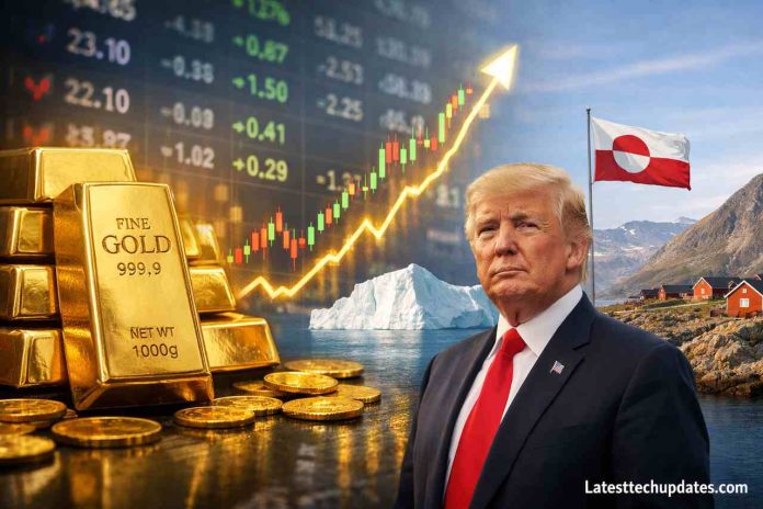 Gold prices surge with Trump in Greenland backdrop.