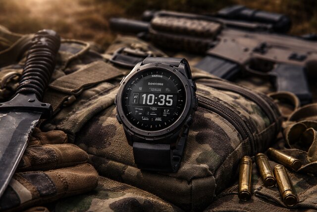 Garmin Tactix Charlie tactical smartwatch on military gear