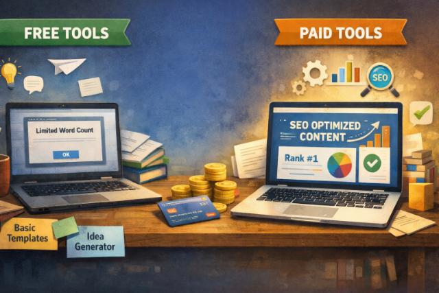 Free vs paid AI writing tools comparison for bloggers