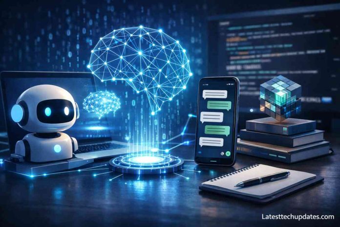 ChatGPT AI chatbot concept with digital brain and conversation interface