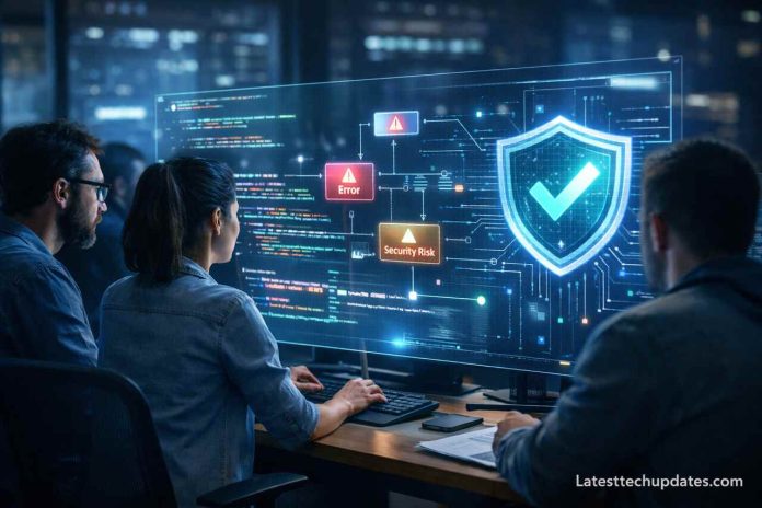 Anthropic AI code review system analyzing software security and errors