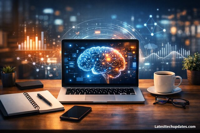 AI prompts improving blogging workflow on laptop