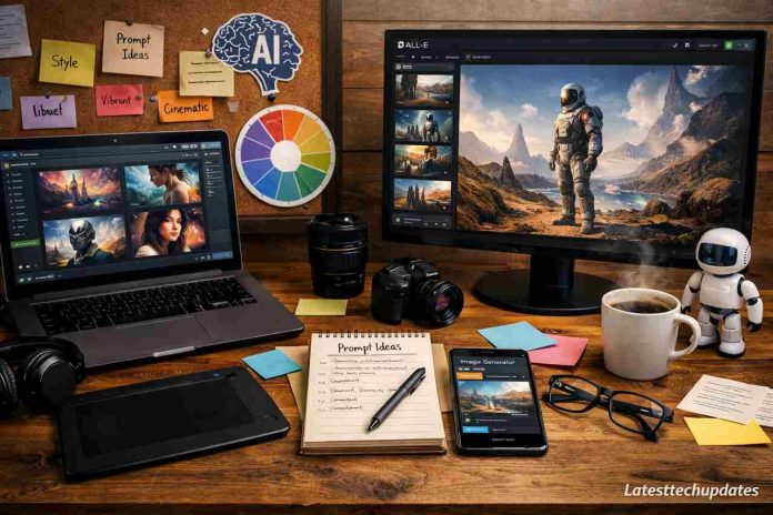 AI image generation workspace with Midjourney and DALL·E tools