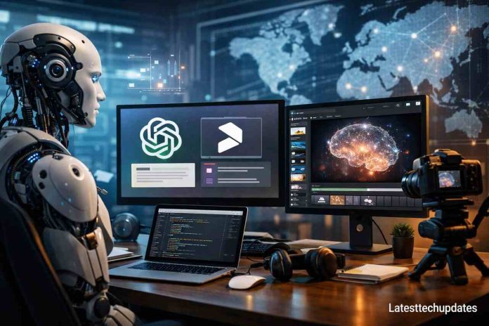 AI video creation and automation workspace with ChatGPT and Runway ML