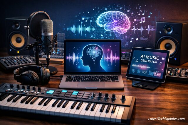 AI music generator tools with digital music setup