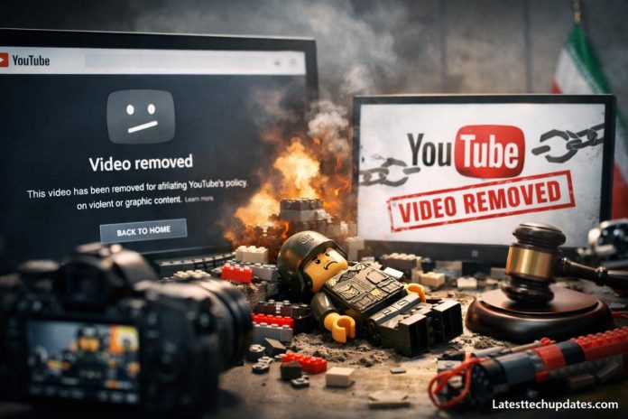 AI Lego war scene with YouTube video removed screen