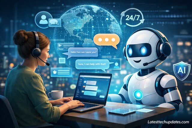 AI live chat assistant helping customer support agent