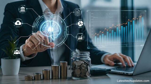AI financial dashboard with data analytics and charts