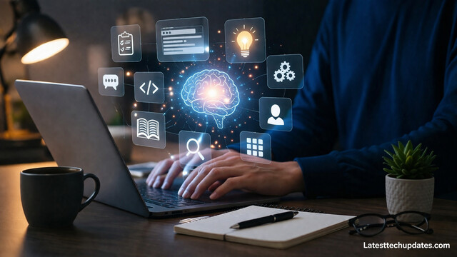 Using prompt libraries for AI productivity on laptop workspace