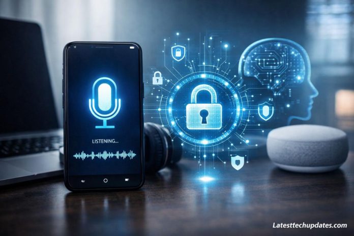 Google offline AI dictation app with on-device speech recognition interface