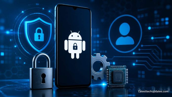 Android FRP bypass security concept with smartphone and lock icons