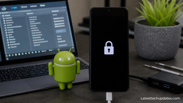 Android phone FRP bypass concept with lock screen