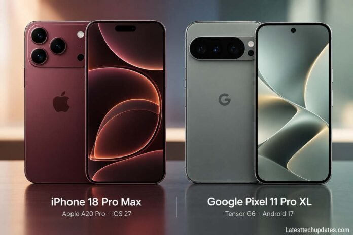 iPhone 18 Pro Max vs Google Pixel 11 Pro XL smartphone design comparison